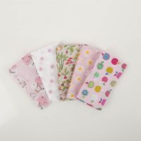 94864-Baumwollstoff-Kinder-Patchwork-Set-mit-5-Stoffabschnitten-44x55cm-IMG-5229.jpg Fünf Baumwollstoffe im Format 44 x 55 cm fächerförmig ausgelegt, mit kindgerechten Mustern in Rosa und Naturtönen.