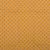 94865-Baumwollstoff-Patchwork-Set-Fiesta-mit-5-Stoffabschnitten-44x55cm-IMG-5287.jpg Baumwollstoff mit weißem Ornamentmuster auf senfgelbem Hintergrund im Retro-Design.