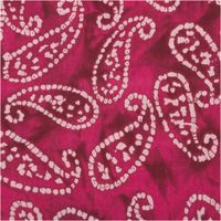 Baumwoll-Voile, 1,40 m breit, in kräftigem Pink mit großflächigem Paisley-Muster in Weiß-Rosa im Batik-Look – leicht, luftig und ausdrucksstark für sommerliche Kreationen - Nahaufnahme
