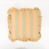 Kissen Summer Stripes mit Rüschenrand Gestreiftes Kissen mit Rüschen in Orange und Grün