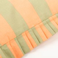 Kissen Summer Stripes mit Rüschenrand Kissenbezug mit orange und grünen Streifen aus Baumwolle und Leinen Mischung