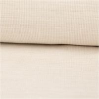 Gardinenstoff Leinenoptik Zabo mit Bleiband uni heller Naturton 300cm Breite Detailaufnahme von naturfarbenem Stoff mit feiner Webstruktur, geschichtete Ansicht.