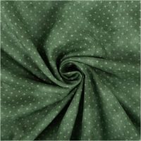 Baumwollpopeline mit zarten hellen Pünktchen auf tannengrünem Vintage-Washed-Untergrund – sanft changierend, weich und leicht. Breite: 1,40 m. Perfekt für Näh- und Quiltprojekte - kunstvoll eingedreht in Falten