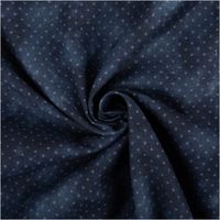 Baumwoll-Popeline „Vintage Washed", 1,40 m breit, in Marineblau mit feinen Pünktchen in Ton-in-Ton und leichtem Used-Look – zeitlos, dezent strukturiert und vielseitig für Mode oder Dekoration - kunstvoll eingedreht in Falten