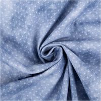 94965-Baumwollstoff-Popeline-Stoff-Puenktchen-Serie-Vintage-Washed-Blau-1-40m-Breite-IMG-5480.jpg Baumwoll-Popeline „Vintage Washed", 1,40 m breit, in Hellblau mit feinen weißen Pünktchen und leichtem Used-Look – zart, dezent strukturiert und vielseitig für Mode oder Dekoration - kunstvoll eingedreht in Falten