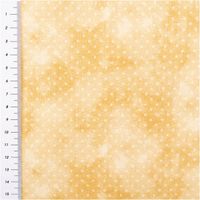 Baumwoll-Popeline „Vintage Washed", 1,40 m breit, in zartem Beige-Gelb mit feinen weißen Pünktchen und wolkigem Used-Look – sonnig, leicht und vielseitig für Mode oder Dekorationsprojekte - mit Massband