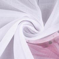 Transparenter Gardinenstoff mit Leinenstruktur in dekorativer Stoffspirale und Blumenmuster