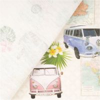 94988-Baumwollstoff-Halbpanama-VW-Bulli-Summer-All-Over-Beige-Pastell-1-40m-Breite-IMG-6055.jpg Baumwoll-Halbpanama mit VW Bullis in Pastell-Türkis, Lila und Rosa, Landkarten und Tropenblumen auf beigem Grund – nostalgisch, sommerlich und voller Fernweh. Breite: 1,40 m. Ideal für Deko und Nähprojekte - mit Rueckseite