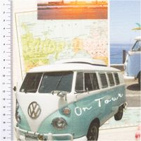 94989-Baumwollstoff-Halbpanama-VW-Bulli-Summer-Patch-Pastell-1-40m-Breite-IMG-6071.jpg Baumwoll-Halbpanama mit sommerlichem Collage-Print: VW-Bullis, Surfboards, Flamingos, Palmen und Sprüche in Pastelltönen auf hellem Grund – urlaubsreif, nostalgisch und verspielt. Breite: 1,40 m - mit Massband