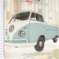 94990-Baumwollstoff-Halbpanama-VW-Original-Vintage-Bus-Beige-Blau-Gruen-1-40m-Breite-IMG-6089.jpg Baumwoll-Halbpanama mit fotorealistischen VW-Bullis in Grün und Blau, Vintage-Karten, Schriftzügen und „Beach Club"-Motiven auf beigem Grund – nostalgisch, detailreich und unverkennbar. Breite: 1,40 m - mit Massband