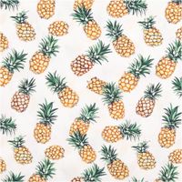 94999-Baumwollstoff-Popeline-Stoff-Ananas-ecru-gelb-gruen-1-40m-Breite-IMG-6172.jpg Baumwollpopeline mit fotorealistischen Ananas in sattem Gelb-Orange mit grünen Blätterkronen auf ecruem Grund – tropisch, frisch und sommerlich. Breite: 1,40 m. Ideal für Näh- und Sommerprojekte - Vollansicht