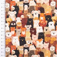 95000-Baumwollstoff-Popeline-Stoff-Allover-Tiere-braun-1-40m-Breite-IMG-6168.jpg Baumwollpopeline mit einem dicht gepackten Allover-Print niedlicher Tiere – Bären, Koalas, Füchse und Igel in warmen Braun- und Erdtönen – detailreich und bezaubernd. Breite: 1,40 m. Ideal für Kinderprojekte - mit Massband