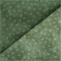 Baumwollpopeline mit tonigen Kreisringen auf tannengrünem Vintage-Washed-Untergrund – sanft changierend, weich und leicht. Breite: 1,40 m. Perfekt für Näh- und Quiltprojekte - mit Rueckseite