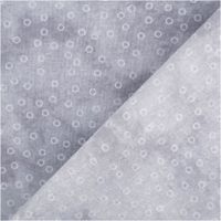 Baumwollpopeline mit zarten Kreisringen auf hellgrauem Vintage-Washed-Untergrund – luftig changierende Grautöne, weich und leicht. Breite: 1,40 m. Ideal für Näh- und Quiltprojekte - mit Rueckseite