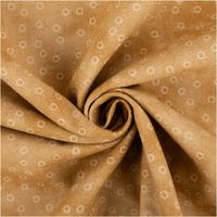 95014-Baumwollstoff-Popeline-Stoff-Kreise-Serie-Vintage-Washed-Beige-1-40m-Breite-IMG-5674.jpg Baumwollpopeline mit hellen Kreisringen auf beigefarbenem Vintage-Washed-Untergrund – warm changierendes Karamell, weich und leicht. Breite: 1,40 m. Perfekt für Näh- und Quiltprojekte - kunstvoll eingedreht in Falten