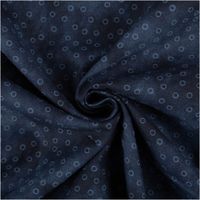 95016-Baumwollstoff-Popeline-Stoff-Kreise-Serie-Vintage-Washed-Marineblau-1-40m-Breite-IMG-5716.jpg Baumwollpopeline mit tonigen Kreisringen auf marineblauem Vintage-Washed-Untergrund – tiefes, satt changierendes Blau, weich und leicht. Breite: 1,40 m. Ideal für Näh- und Quiltprojekte - kunstvoll eingedreht in Falten