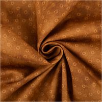 Baumwollpopeline mit tonigen Kreisringen auf braunem Vintage-Washed-Untergrund – warm changierendes Kupfer- und Karamell, weich und leicht. Breite: 1,40 m. Ideal für Näh- und Quiltprojekte - kunstvoll eingedreht in Falten