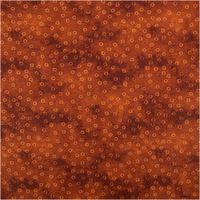 Baumwollpopeline mit goldenen Kreisringen auf dunkelbraunem Vintage-Washed-Untergrund – satt changierendes Rostbraun, weich und leicht. Breite: 1,40 m. Ideal für Näh- und Quiltprojekte - Vollansicht