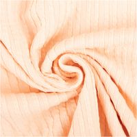 Ripp-Jacquard-Jersey aus Baumwolle mit feiner, geprägter Streifenstruktur in zartem Lachsrosa – weich, elastisch und mit angenehmer Oberflächentextur. Breite: 1,35 m. Ideal für Tops und Jerseymode - kunstvoll eingedreht in Falten