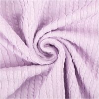 Ripp-Jacquard-Jersey aus Baumwolle mit feiner, geprägter Streifenstruktur in zartem Lila – weich, elastisch und mit angenehmer Oberflächentextur. Breite: 1,35 m. Ideal für Tops und Jerseymode - kunstvoll eingedreht in Falten