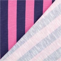 Viskose-Slub-Jersey „Happy Stripes" by Cherry Picking von Swafing, 1,60 m breit, mit gleichmäßigen breiten Längsstreifen in Pink und Dunkelblau – weich, fließend und ein klassischer Farb-Duo-Look - mit Rueckseite