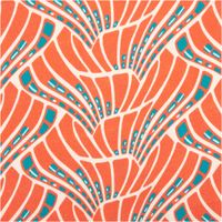 95055-Viskose-Stoff-Webware-Vienna-Coral-by-Bienvenido-Colorido-von-Swafing-koralle-1-50m-Breitevienna-IMG-5423.jpg Viskose-Webware „Vienna Coral" by Bienvenido Colorido von Swafing, 1,50 m breit, in Koralle mit grafischem Fächerblatt-Muster in Weiß und Türkis – lebhaft, sommerlich und ausdrucksstark - Nahaufnahme