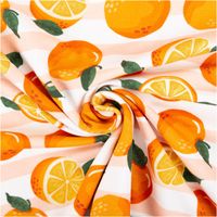 95057-Jersey-Stoff-Baumwolljersey-Melody-Orangen-und-Streifen-orange-von-Swafing-1-50m-Breite-IMG-5460.jpg Baumwolljersey „Melody" von Swafing, 1,50 m breit, in Weiß mit zartem Rosa-Streifengrund und großflächigen Orangen in Orange mit grünen Blättern, ganz und aufgeschnitten – frisch und sommerlich - kunstvoll eingedreht in Falten