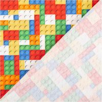 Baumwoll-Webware „Bill" von Swafing, 1,47 m breit, mit dichtem Baustein-Muster in Rot, Blau, Gelb, Orange, Grün und Weiß – farbenfroh, verspielt und perfekt für Kindermode oder Accessoires - mit Rueckseite