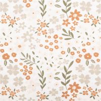 95087-Baumwollstoff-Popeline-Stoff-Bluemchen-wollweiss-orange-gruen-1-45m-Breite-IMG-6190.jpg Baumwollpopeline mit zarten Blümchen in verschiedenen Größen und Terrakottaorange sowie Beige mit olivgrünen Zweigen auf wollweißem Grund – botanisch, romantisch und zeitlos. Breite: 1,45 m. Ideal für Nähprojekte - Nahaufnahme