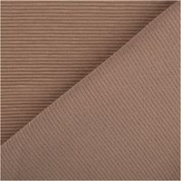 Rippjersey Ottoman in warmem Braun-Taupe – uni, mit feiner, horizontal verlaufender Rippenstruktur, elastisch und weich. Breite: 1,50 m. Ideal für Tops, Kleider und Jerseymode - mit Rueckseite