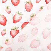 95097-Baumwollstoff-Popeline-Stoff-Erdbeeren-weiss-rot-1-40m-Breite-IMG-6121.jpg Baumwollpopeline mit aquarellartig illustrierten Erdbeeren in verschiedenen Größen und Rottönen mit grünen Blättchen auf weißem Grund – zart, frisch und sommerlich. Breite: 1,40 m. Ideal für Nähprojekte - mit Rueckseite
