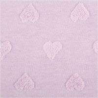 Strickstoff Feinstrick Baumwolle 3D Herzchen lila 160cm Breite Strickstoff Feinstrick Baumwolle 3D Herzchen lila 160cm Breite, Detailaufnahme violetter mit flauschigen Herzmustern