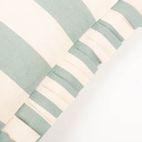 Cushion Sepp 45x45cm beach blue/dove white, Kissen mit gruenen und beigen Streifen aus Baumwolle