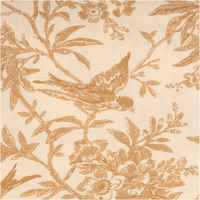 Baumwollstoff Popeline Stoff Vögel und Blumen Serie Romantic Garden Beige 1, 40m Breite Detailaufnahme eines cremfarbenen Stoffes mit Vogel- und Blumenmuster in Beige.