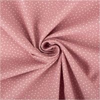 Baumwollstoff Popeline Stoff Pünktchen Serie Romantic Garden Altrosa 1,40m Breite Rosa Stoff mit kleinen weissen Punkten, drapiert in einer Spiralform zur Texturbetonung.