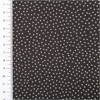 Baumwollstoff Popeline Stoff Pünktchen Serie Romantic Garden Schwarz 1,40m Breite Schwarzer Stoff mit weißen Punkten, Gesamtansicht des Musters mit Meterstab an der Seite.