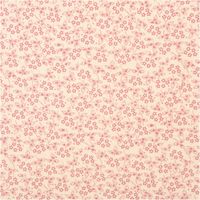 Baumwollstoff Popeline Stoff Allover Blümchen Serie Romantic Garden Altrosa Blumenmuster auf cremefarbenem Stoff, gleichmäßige Anordnung in Rosa, Detailaufnahme der Textur.