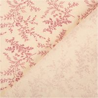 Baumwollstoff Popeline Stoff Blumen und Blätter Serie Romantic Garden Altrosa 1, 40m Breite Baumwollstoff in Creme mit filigranem rot-braunem Blattmuster, Rueckseite dezent sichtbar.