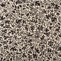 Baumwollstoff Popeline Stoff Allover Blätterranken Serie Romantic Garden Schwarz 1,40m Breite Stoff mit schwarzem floralen Muster auf cremefarbenem Hintergrund, Musterwiederholung.