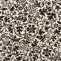 Baumwollstoff Popeline Stoff Allover Blätterranken Serie Romantic Garden Schwarz 1,40m Breite Nahaufnahme eines floralen Designs in Schwarz auf cremefarbenem Stoff, klar definierte Konturen.
