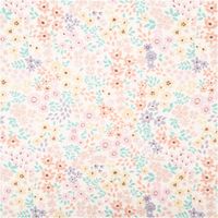 Baumwollstoff Popeline Stoff Allover Blümchen wollweiß pastell 1,45m Breite Pastellfarbener Baumwollstoff mit floralem Muster, Gesamtansicht des Designs.
