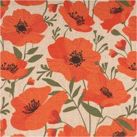 Vorhangstoff Leinenoptik Mohnblumen natur rot 1,40m Breite Leinwandstoff mit Mohnblumenmuster in leuchtendem Orange auf cremefarbenem Hintergrund.