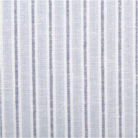 Viskose Stoff mit 30% Leinenanteil Streifen blau 137cm Breite Detailaufnahme eines Streifenstoffs in Blau-Weiss, zeigt gleichmäßiges Webmuster.