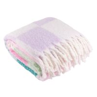 Überwurf Maisie Aqua Blossom 2 Überwurf Maisie Aqua Blossom von Riva Home über Sofa gelegt