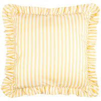 Kissenhülle Millie Ruffle gelb 1 Outdoor Kissenhülle Millie Ruffle mit Streifen in Gelb und Weiß und Rüschenkante, 50x50cm