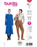 Burda Schnittmuster 5599 Damen Kleid & Shirt Burda Schnittmuster 5599 Damen Kleid & Shirt – Packung Vorderseite mit allen Modellvarianten