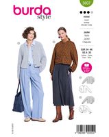 Burda Schnittmuster 5607 Damen Jacke Burda Schnittmuster 5607 Damen Jacke – Packung Vorderseite mit allen Modellvarianten