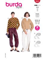 Burda Schnittmuster 5623 Damen Sweatshirt Burda Schnittmuster 5623 Damen Sweatshirt – Packung Vorderseite mit allen Modellvarianten