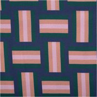 Geometrisches Stoffmuster mit Rechtecken in Blau, Rosa und Gruen, Gesamtansicht der Musterwiederholung.