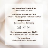 Tischläufer aus Baumwolle mit Blumen und Tauben rosa bunt 40x160cm von SCHÖNER LEBEN. Textbild über Handarbeit und Herstellung in Baunach mit einem beigen Hintergrund.